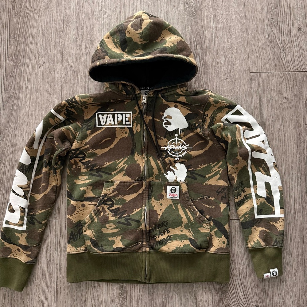Bape Camo Zip-Up Hoodie in Green, Brown, Black